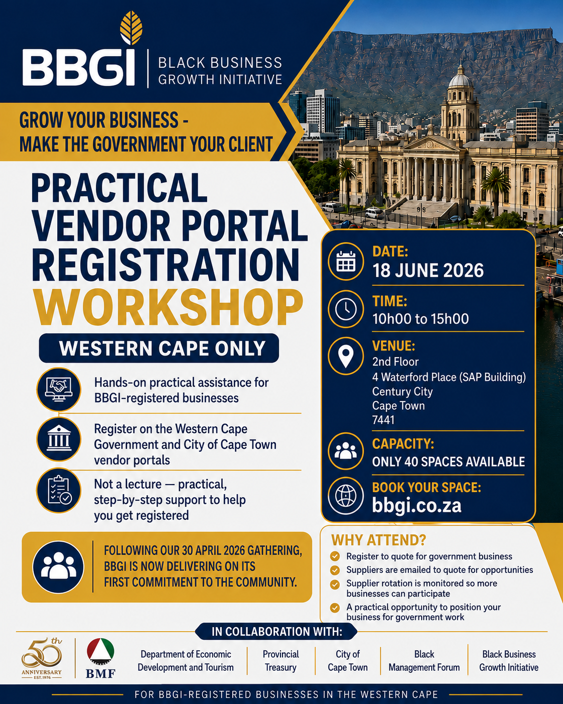 Business Registration on the WC Government's vendor portals - a Practical Workshop
